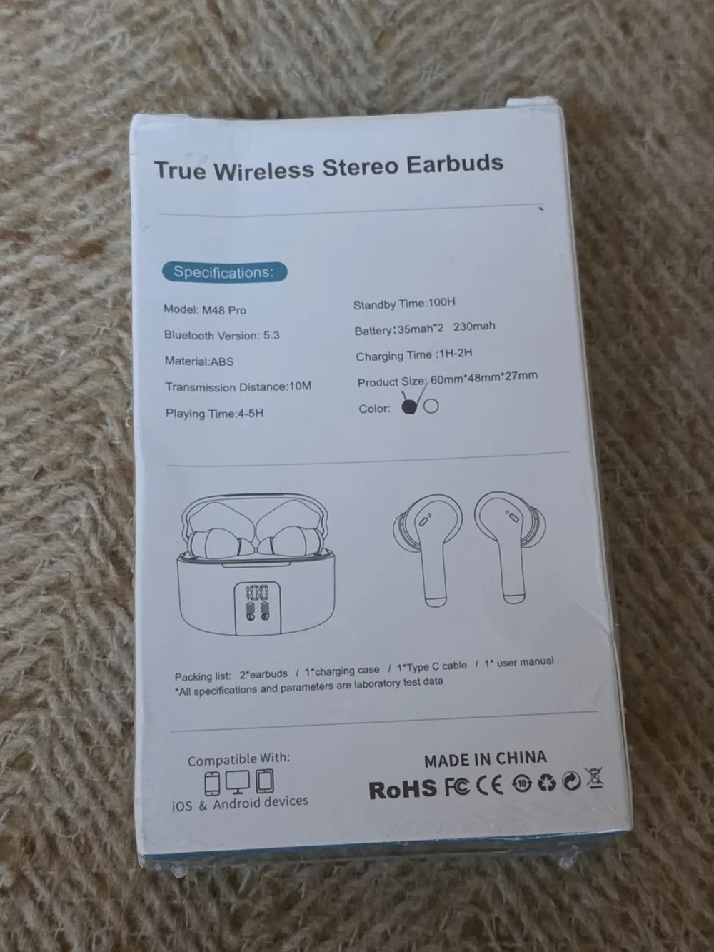 M48 Pro True Wireless Earbuds - Black - Picture 2 of 2